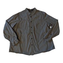 Rare Eddie Bauer #7352 Cotton Relaxed Fit Khaki Olive Green Long Sleeve Button Up Shirt Men's XX-Large
