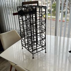 Vintage Iron Wine Rack/Wooden Handle