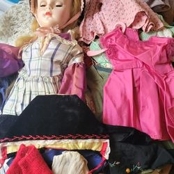 Vintage Doll With Lots Of Accessories 