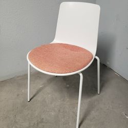 Modern White Chair - White Shell Back & Terracotta Cushion