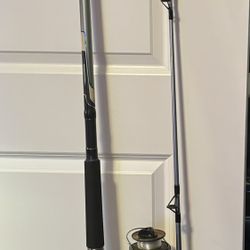 Quantum Blue Runner 12” Rod 2 Piece Fast medium Line Weight 15-25lbs With Large Reel 