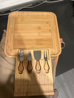 100% nature Bamboo Food Tray, Cheese Board and Knife Set, with Tableware Multifunctional Pull Out Type