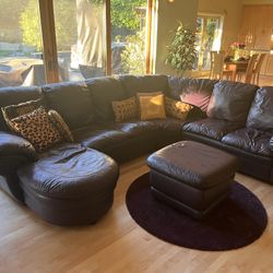 Nicoletti Leather Sofa Eggplant