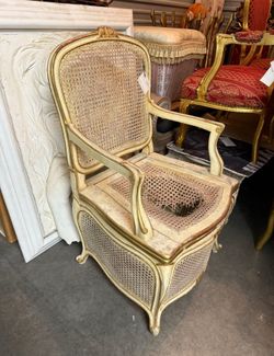 Rara Chaise Percee francese Antique French Louis XV gold Wood Commode Chair pick up in orting