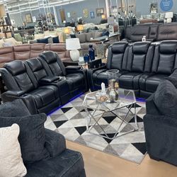 Power Recliners, Power Headrest, Storage USB Port Charger, LED Lights