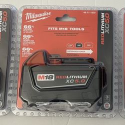 Milwaukee M18 18-Volt 5.0 Ah Lithium-Ion XC Extended Capacity Battery Pack(3)