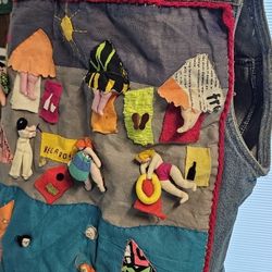 Vintage Mossimo denim Jacket Vest Unique Custom Handcrafted Back Miami Beach M 