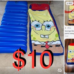 $10 SpongeBob Inflatable Bed sleeping Bag like New great for camping,slumber party