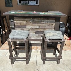 Hand Made Bar With Stools