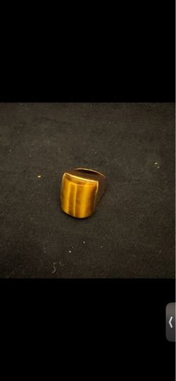 Size 6 Tiger Eye Ring — Sterling Silver w/ Gold Overlay