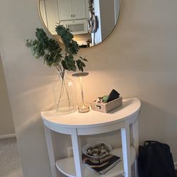 White entryway table- perfect for small spaces