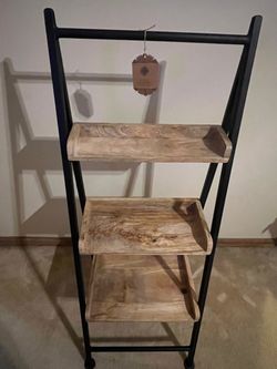 3-Tier Wood and Metal Ladder Shelf
