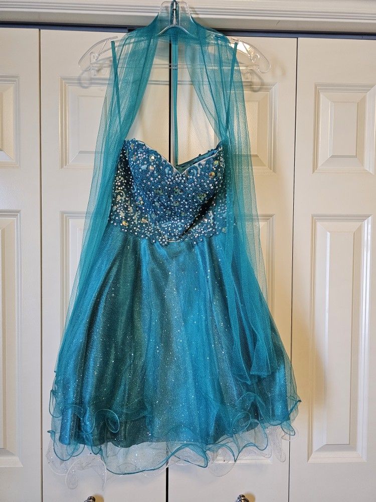 Teal Homecoming Prom Formal Dress - XS