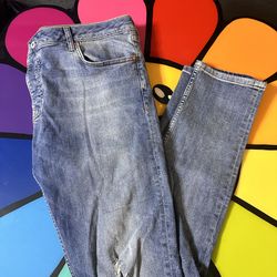 Nordstrom Topman blue denim jeans Size 38x32 denim stretch skinny distressed