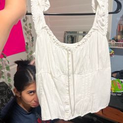 White Hollister tie top