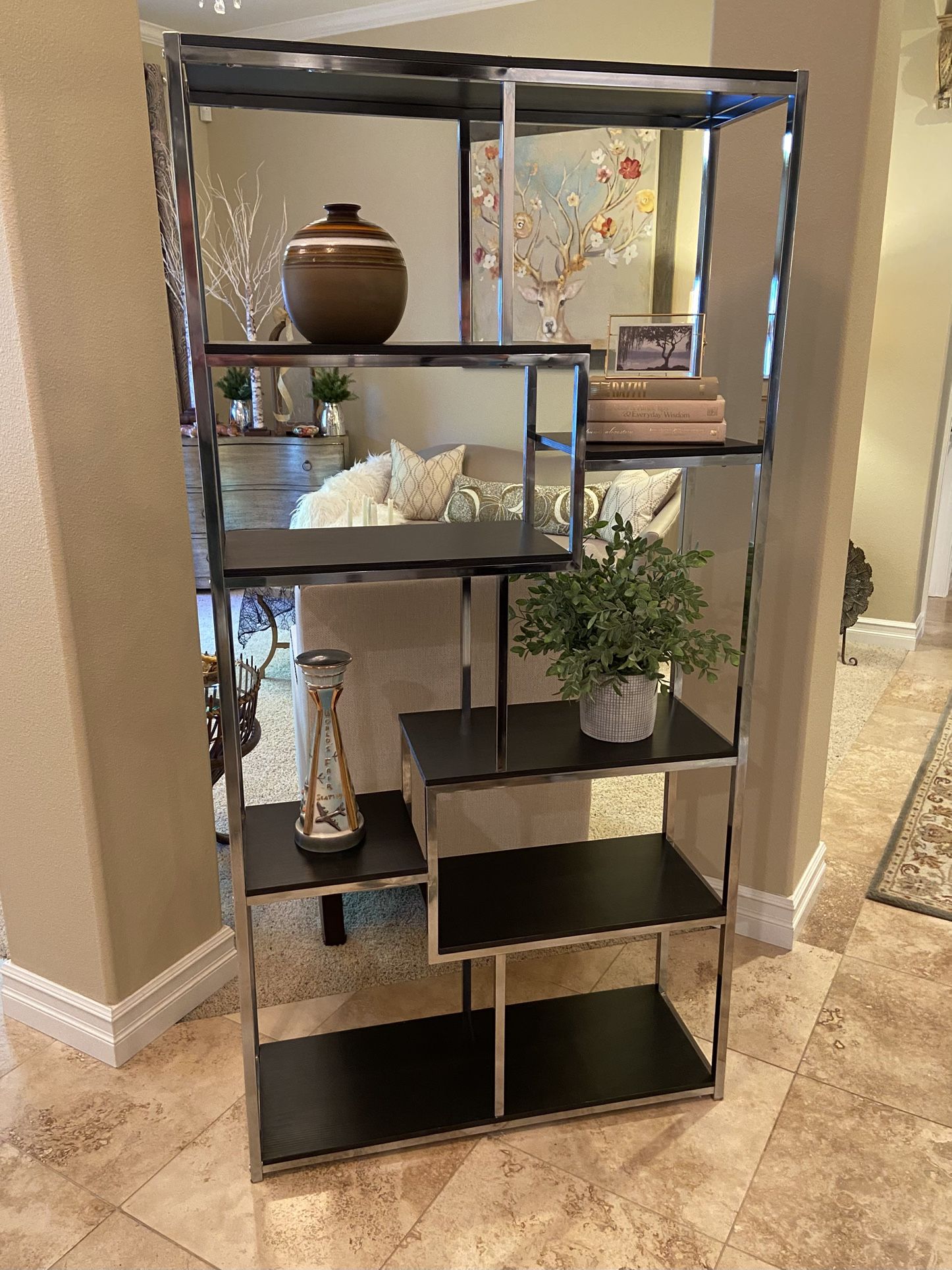 MCM Milo Baughman Style Chrome Etagere / Display