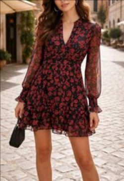 Endless Rose Floral Boho Women’s Long Sleeves Multicolor Dress Size Small