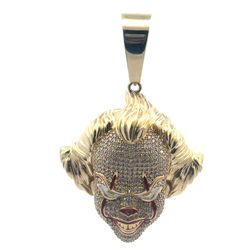 Men’s 10k Yellow Gold CZ Cubic Zirconia Iced Out It Pennywise The Clown 2.50 Inch Pendant For Necklace GP3128617