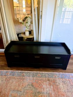 Black Storage Bench / Low Console – 56” Wide
