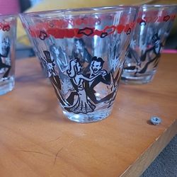Antique Retro Dancers Bar Glass Set of 5