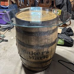 Makers Mark Branded Whiskey Barrel Table