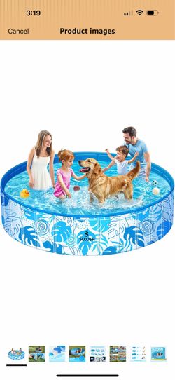 SLOOSH Foldable Dog Kiddie Pool - Portable Hard Plastic Kids Baby Doggie Swimming Pool, Anti-Slip Thick PVC Collapsible Pets Cats Whelping Box Puppy B
