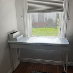 White Vanity Glass Top With Organizers (IKEA)