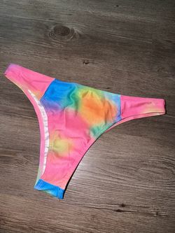 Rainbow Tie-Dye Bikini Bottom Thong