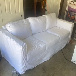 Ivory Sofa With White Cover