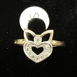 $120 Two Tone Heart w/ Zirconia Gold Ring