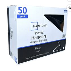 Mainstays Plastic Clothes Hangers, Black, 50-Count, Lightweight & Durable for Everyday Use