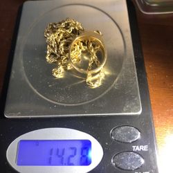 14 K Gold Ring And Chain