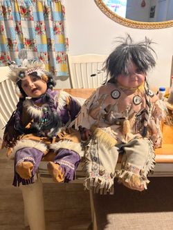Native American Porcelain Dolls Set of 2