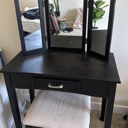 Black Vanity Table With stool 