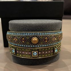 Heidi Daus "Daily Double"  Set of 2 Crystal Hinged Bangle Bracelets in Blue