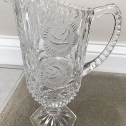 Vintage American Cut Glass Pedestal Pitcher