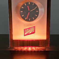 Vintage Schlitz Lighted Beer Sign Clock Floating Hands Cash Register Topper