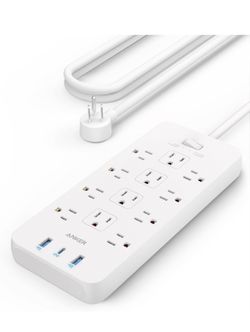 Surge Protector, Outlet Extender, 5ft Extension Cord with Multiple Outlets, 12 AC, 2 USB A,1 USB C Port for 20W, Home Office, Dorm Room Essentials, TU