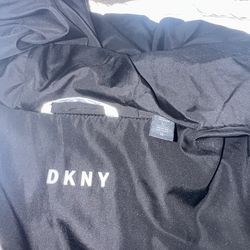 DKNY Reflective Waterproof Puffer Coat Black and Silver