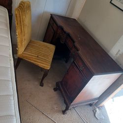 Wood desk with  chair
