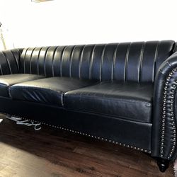 Leather Couch (MIYZEAL Chesterfield Sofa, Tufted Leather Couch Upholstered Sofa )