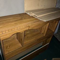 Old wooden vintage bed frame twin with 3 drawers