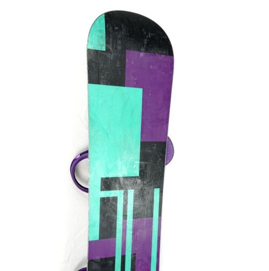 150 cm K2 Moment snowboard with Burton binding 150cm womens snow board purple bindings for Sale