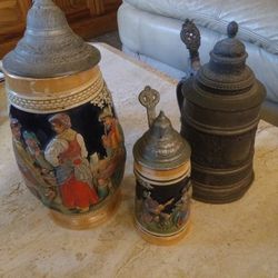 German Steins, Porcelain & Pewter