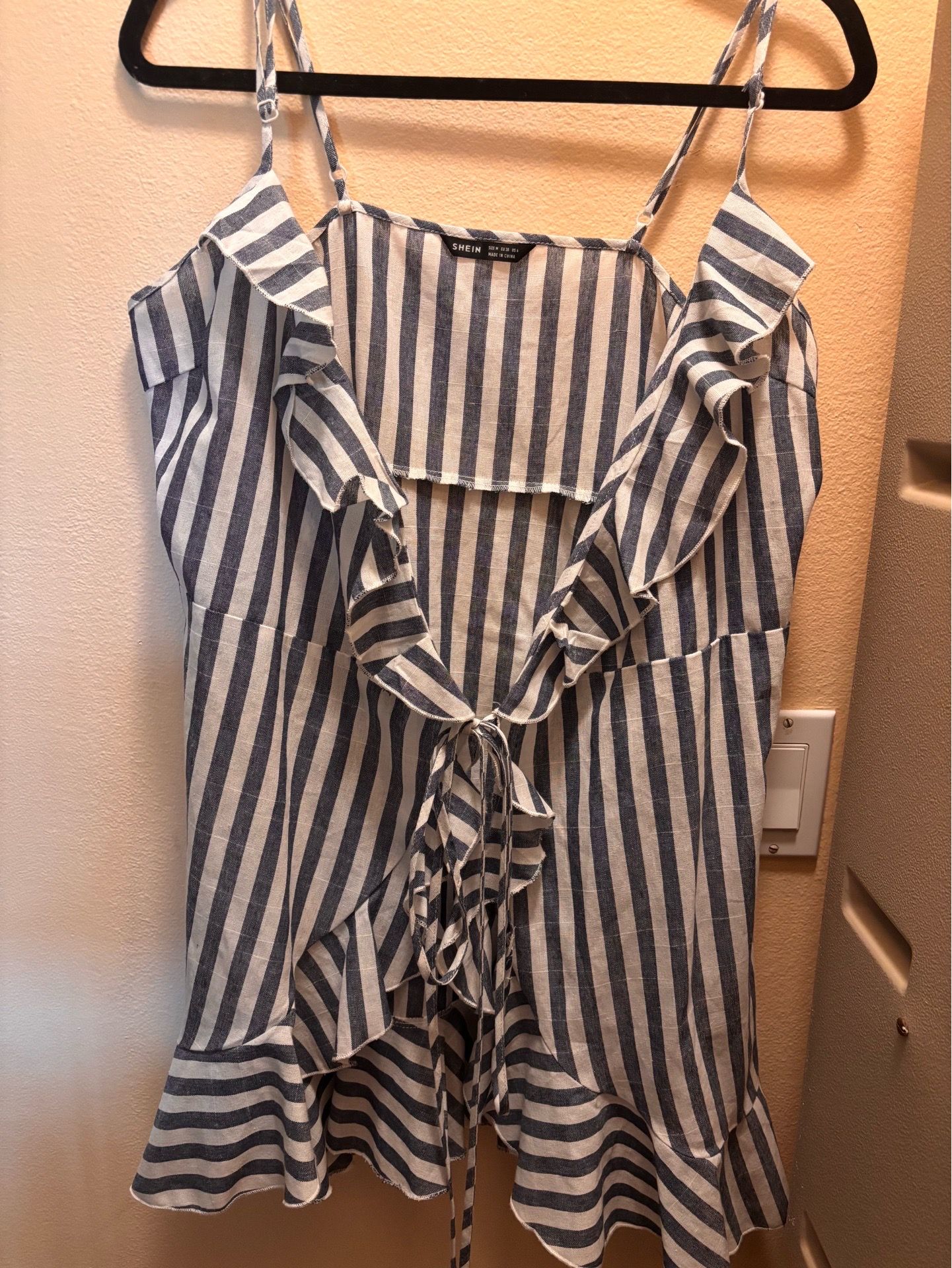 Blue and white striped sleeveless Dress
