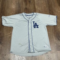Los Angeles baseball jersey grey and blue size large 