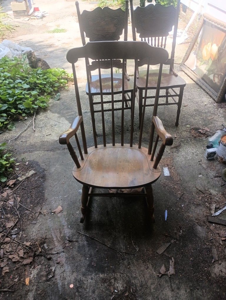Solid Oak Rocking Chair