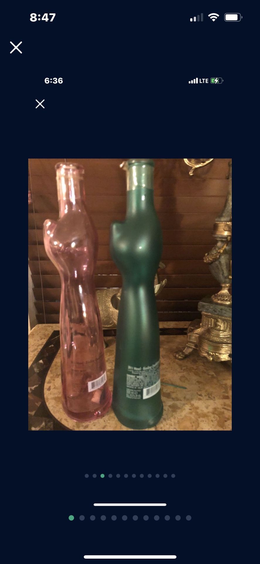 2011 RIESLING PINK /matte Green Green CAT WINE BOTTLE GERMAN 500 ML FELINE DECANTER LIQUOR 13"