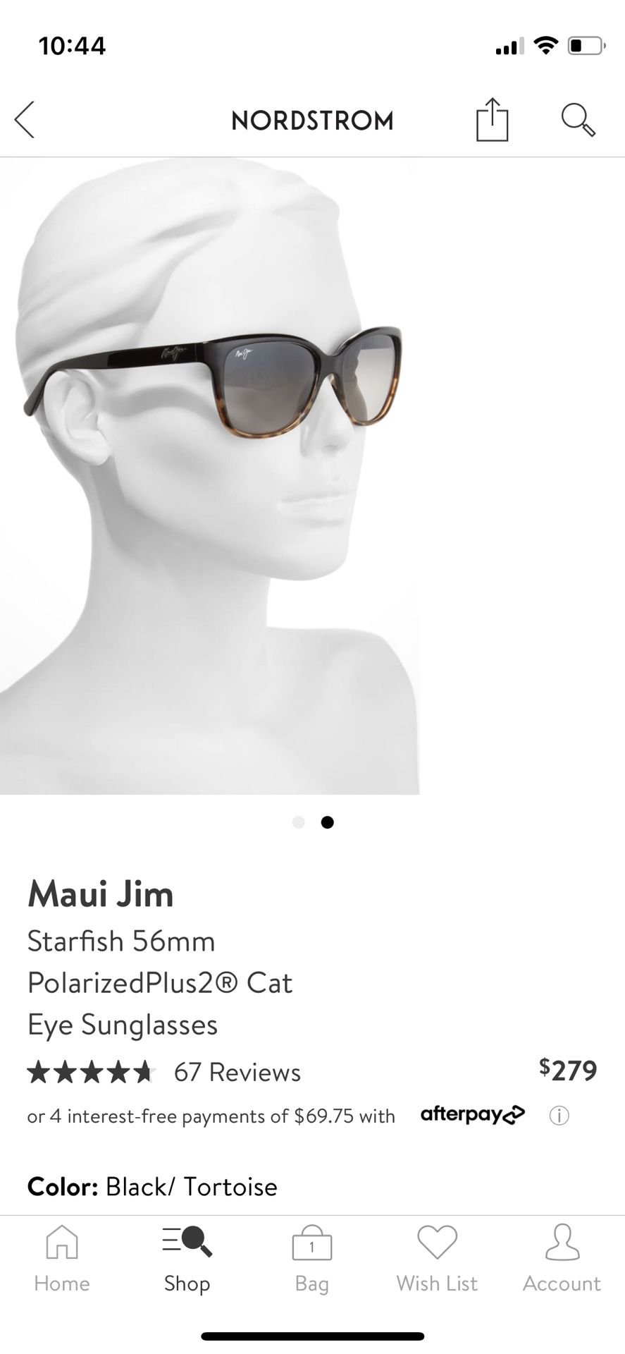 Maui Jim Starfish Polarized Cat Eye Sunglasses, 56mm
