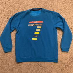 Vintage Men's Blue Graphic BA7 Sweatshirt Sweater Y2K, Skater, Surfing, Grunge